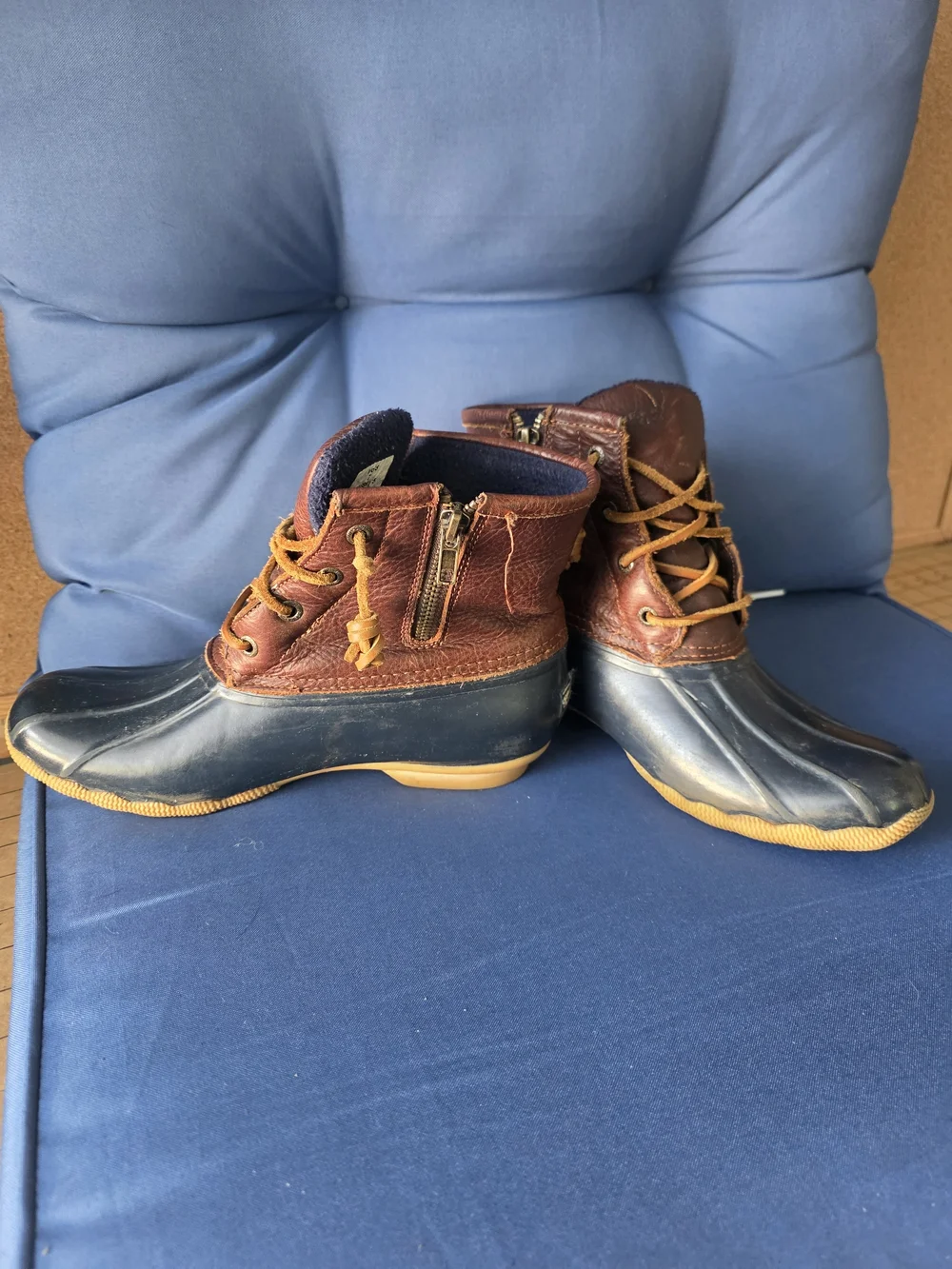 Sperry Saltwater Duck Boots STS91175 Brown Navy Waterproof Outdoor Women’s 7